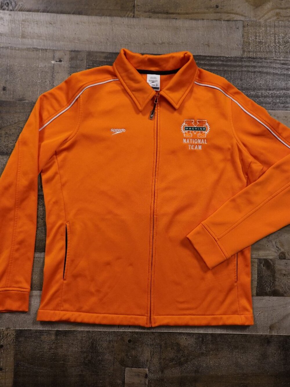 Speedo Machine National Team Track Jacket Men's Large Orange Athletic Full Zip